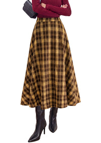 PRETTYGARDEN Women's Plaid High Waisted A-Line Midi Skirts | Elastic Waistband, Long Flowy Skirt, Classic Tartan Print, Vintage Style, Casual & Formal Wear, Fall Outfits Winter Clothing