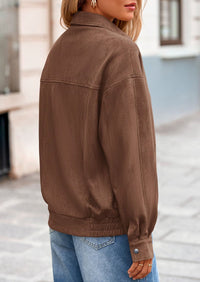 PRETTYGARDEN Women's Faux Suede Motorcycle Jacket Trendy Fall Fashion Oversized Zip Up Coats Winter Clothes Outerwear