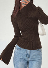 PRETTYGARDEN Sweaters for Women Lightweight Mock Neck Bell Long Sleeve Fitted Tops Ribbed Pullover Fall Fashion Clothing