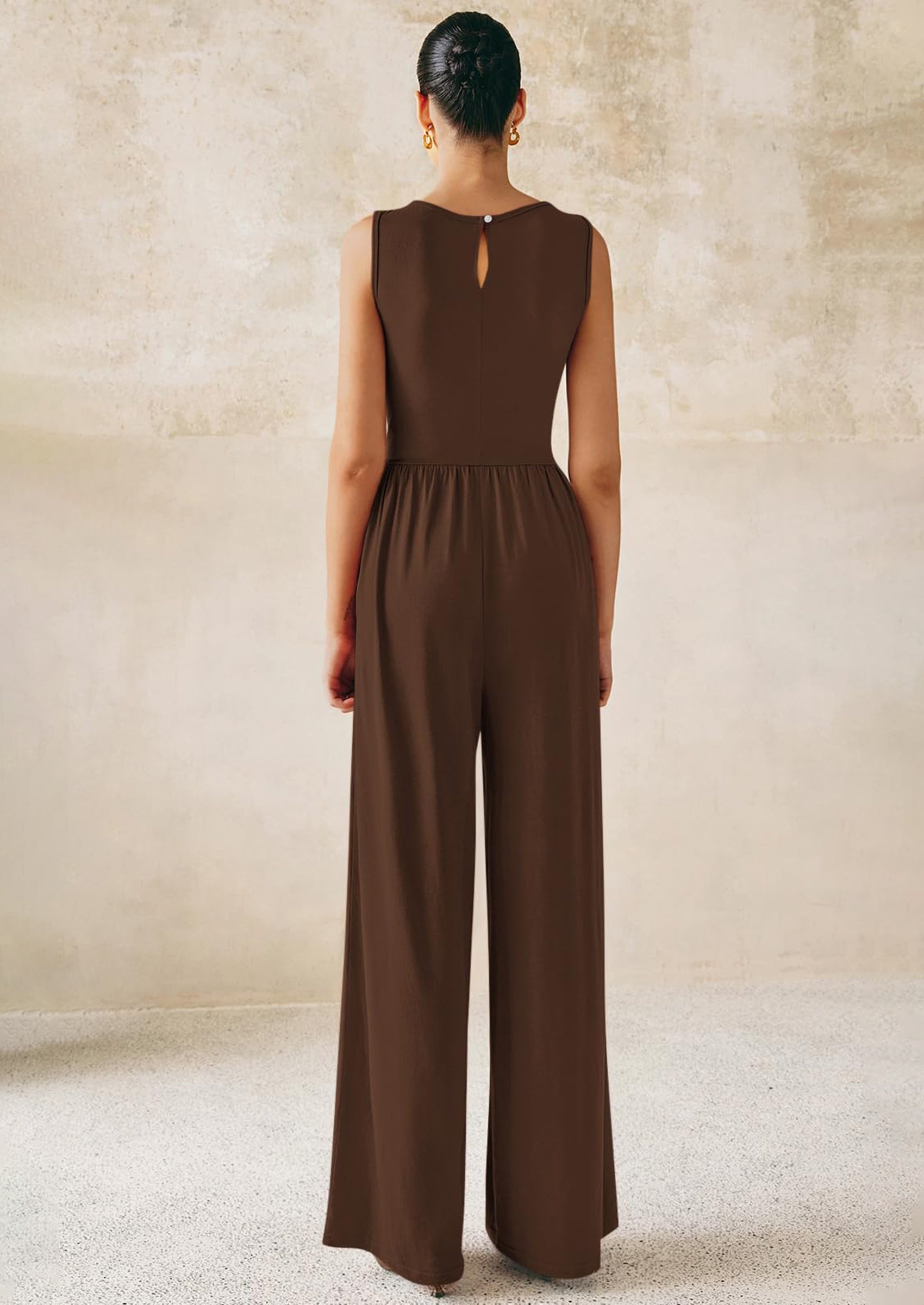 PRETTYGARDEN One Piece Jumpsuits for Women Dressy Casual Sleeveless Crewneck Wide Leg Rompers Jumpers Vacation Summer Outfits