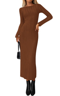 PRETTYGARDEN Womens Sweater Dress Fall 2026 Casual Boat Neck Long Sleeve Pullover Ribbed Knit Bodycon Maxi Sweater Dresses