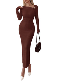 PRETTYGARDEN Womens Fall Long Sleeve Ribbed Sweater Dress | Breathable Knit Fabric, Elegant Bodycon Cut, Fashion Asymmetrical Neck, Night Out Party Dresses, 2026 Trendy Winter Clothes  Price, product page