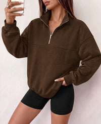 PRETTYGARDEN Women's Quarter Zip Fleece Pullover Sweatshirts | Oversized Half Zip Sweatshirt with Collar, Fleece Jacket, Trendy Long Sleeve Pullover Tops, Y2k Fashion Fall Outfits 2026