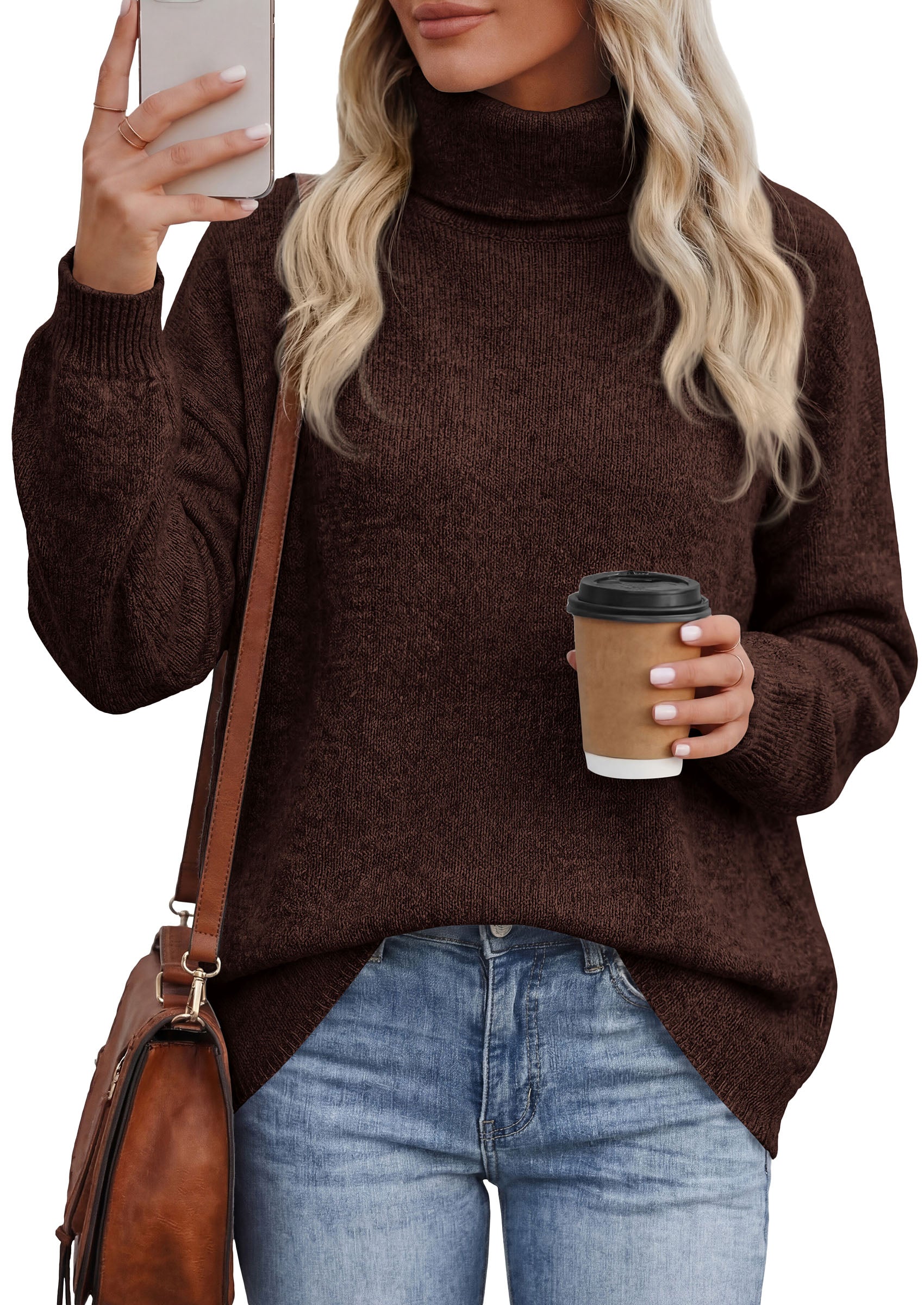 PRETTYGARDEN Women's Winter Turtleneck Sweaters Oversized Warm Pullover  Cozy Chunky Knit Sweater, Long Sleeve Tunic, Loose Fit Dressy Casual Tops, Trendy Fall Fashion Clothing, Holiday Outfits