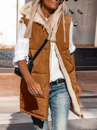 PRETTYGARDEN Womens Fall Reversible Vests Sleeveless Fleece Jacket Zip Up Hoodie Pockets Long Warm Winter Coat Outerwear