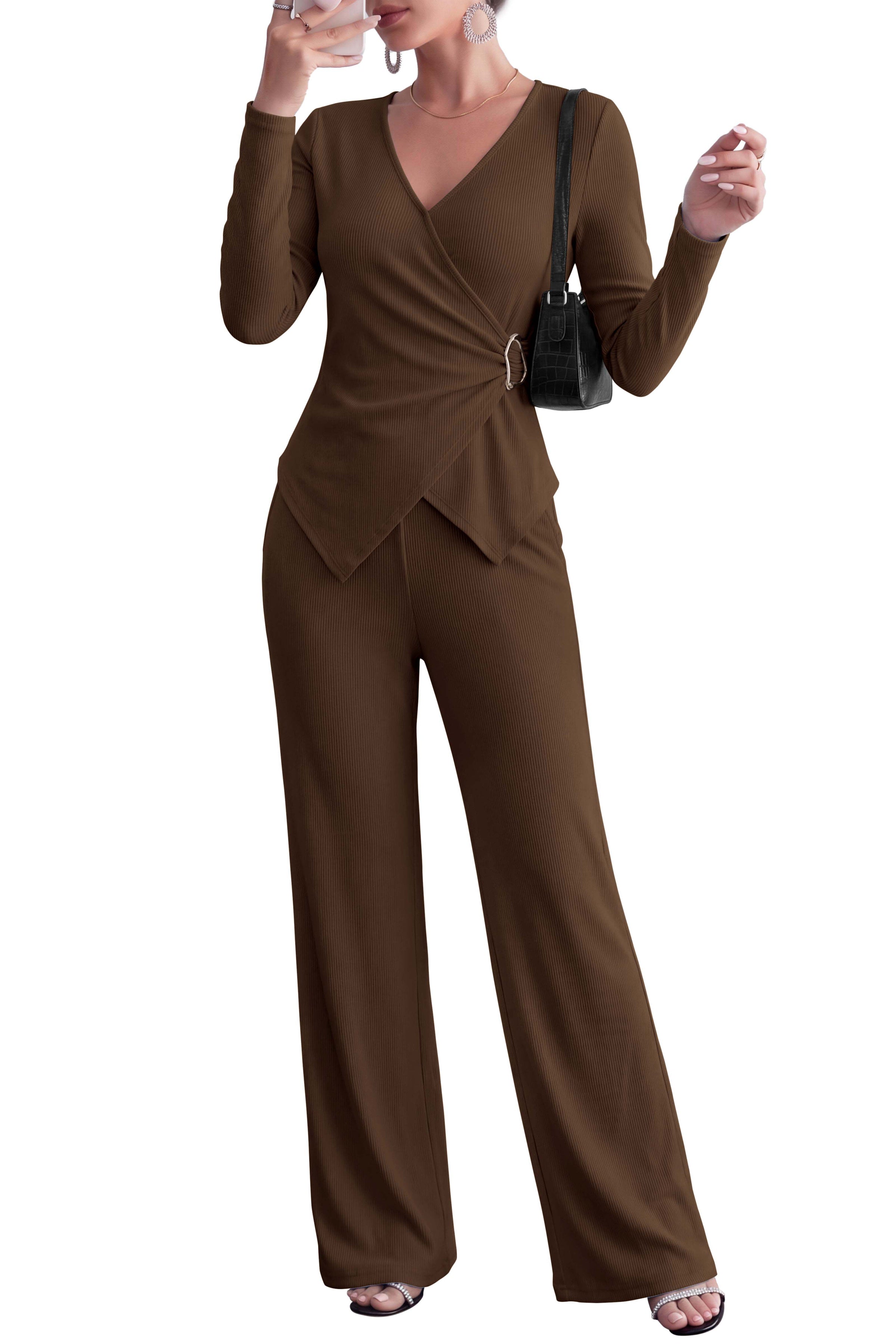 PRETTYGARDEN Women Fall 2 Piece LoungeWear Pant Sets