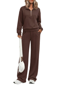PRETTYGARDEN Women's Lounge Sets 2 Piece Outfits Sweatsuits | Half Zip Pullover Sweatshirts, Wide Leg Pants Pockets, Matching Workout Tracksuits, Airport Travel Resort Wear, Fall Clothes