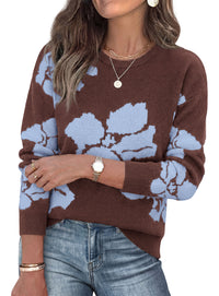 PRETTYGARDEN Womens Floral Sweater Crewneck Pullover Tops | Soft Slouchy Knit Sweater,Casual Long Sleeve,Fall Fashion 2026,Cute Winter Clothes,Work Office Travel Vacation Outfits