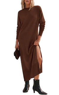 PRETTYGARDEN Womens Long Sleeve Soft Loose Fitting Fall Sweater Dress 2026 Side Slit, Lightweight, Knit Maxi Dresses, Vacation Long Dress, Elegant Business Casual Work, Teacher Outfits