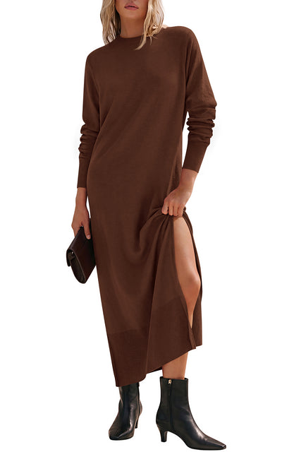 PRETTYGARDEN Womens Long Sleeve Soft Loose Fitting Fall Sweater Dress 2026 Side Slit, Lightweight, Knit Maxi Dresses, Vacation Long Dress, Elegant Business Casual Work, Teacher Outfits