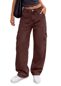PRETTYGARDEN Barrel Pants Women Wide Leg Baggy Denim Jeans  Relaxed Fit,Utility Pockets,Loose Streetwear,Boyfriend Style,Y2K Outfits,Fashion Cargo Pants,Fall Clothes