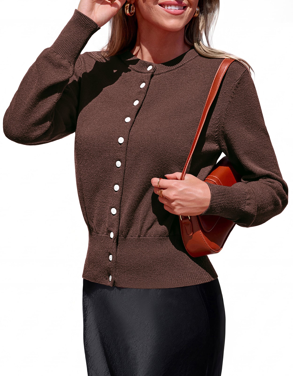 PRETTYGARDEN Womens Long Sleeve Basic Cardigan Dressy Casual 2026 Crewneck Knit Button Down Cozy Sweaters Fall Clothes