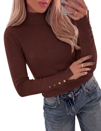 PRETTYGARDEN Women Turtleneck Sweaters Fall Long Sleeve Tops | Soft Stretchy Knit, Ribbed Button-Cuff Pullover, Regular Fit Dressy Casual, Work Office Daily Date Outfits, Winter Clothing