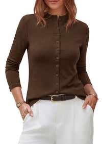PRETTYGARDEN Womens Fall Lightweight Knit Cardigan Sweater | Button Down Long Sleeve Crew Neck,Soft Ribbed Knit Slim Fit,Business Casual Going Out Travel Outfits,Fashion Clothing 2026