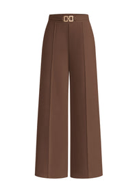 PRETTYGARDEN Women's High Waisted Dressy Casual Pants | Decoration Buckle,Front Seam Trousers with Pockets,Business Casual Outfits,Work Office Slacks,Daily Palazzo Pants All Season