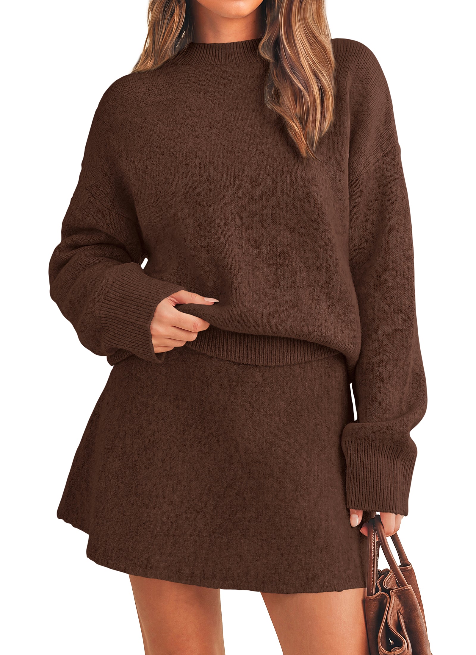 PRETTYGARDEN 2 Piece Sets For Women Sweater Mini Skirt Set