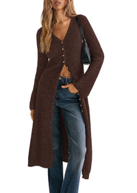 PRETTYGARDEN Women Long Cardigan Bell Sleeve Sweater Dress  Early Fall Fashion, V Neck Button Down Coats, Fit and Flare, Duster Sweater, Business Casual Outfits, Acrylic Cotton Blend
