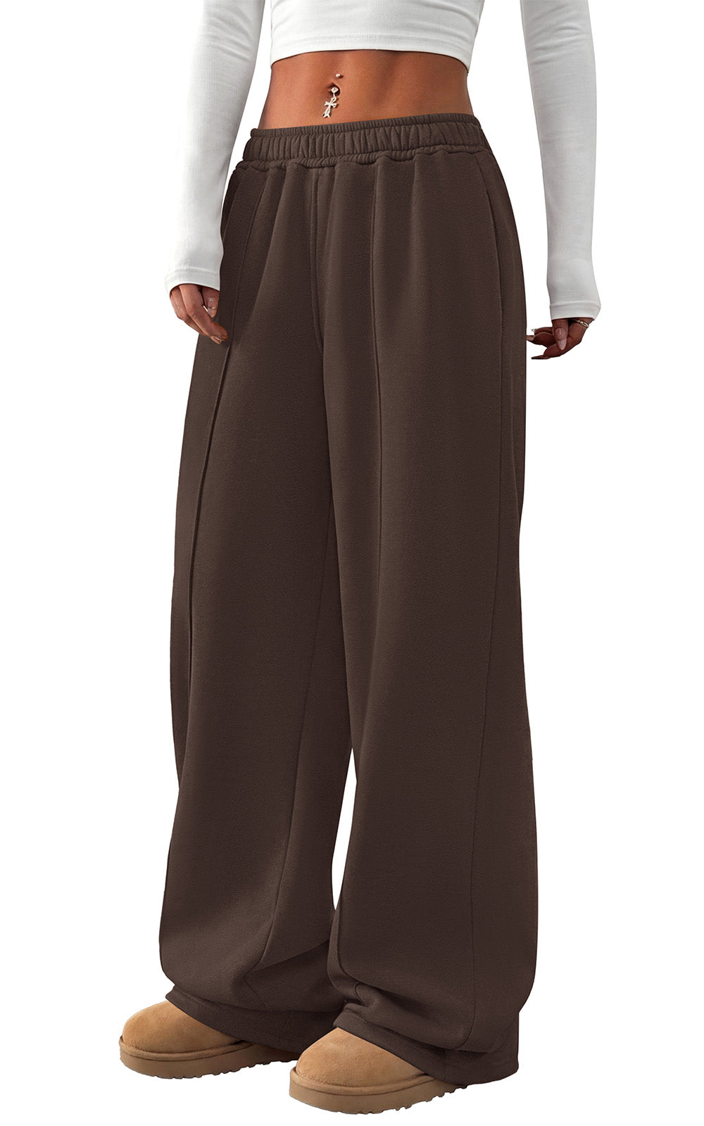 PRETTYGARDEN Fall Womens Sweatpants Baggy Wide Leg Pants with Pockets | Elastic Waist Loose Trousers Pants for Women, Pleated Front Soft Cotton Sweatpants Women, Fashion Outfits,Jogger Sweatpant