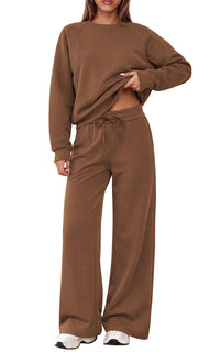 PRETTYGARDEN 2 Piece Lounge Sets Fall Matching Sweatsuits Women Clothing | Loose Crewneck Sweatshirts & Wide Leg Pants Pockets, Casual Sweat Set, Airport Travel Vacation 0utfits, Fashion Tracksuits