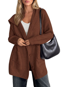 PRETTYGARDEN Women's Long Cardigans Hooded Chunky Sweaters  | Cozy Knit Jacket, Button up, Loose Fit, Pockets, Fall Coats, Trendy Casual, Going Out, Holiday Outfits, Winter Clothing