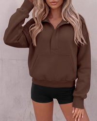 PRETTYGARDEN Womens Long Sleeve Quarter Zip Crop Sweatshirts | Mock Neck FLeece Sweatshirt, Button up Henley Neck Pullover, Relaxed Fit Cropped Tops, Casual Lounge Wear, Fall Outfits 2026