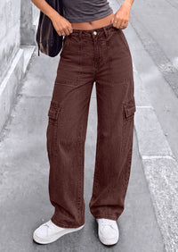PRETTYGARDEN Barrel Pants Women Wide Leg Baggy Denim Jeans  Relaxed Fit,Utility Pockets,Loose Streetwear,Boyfriend Style,Y2K Outfits,Fashion Cargo Pants,Fall Clothes