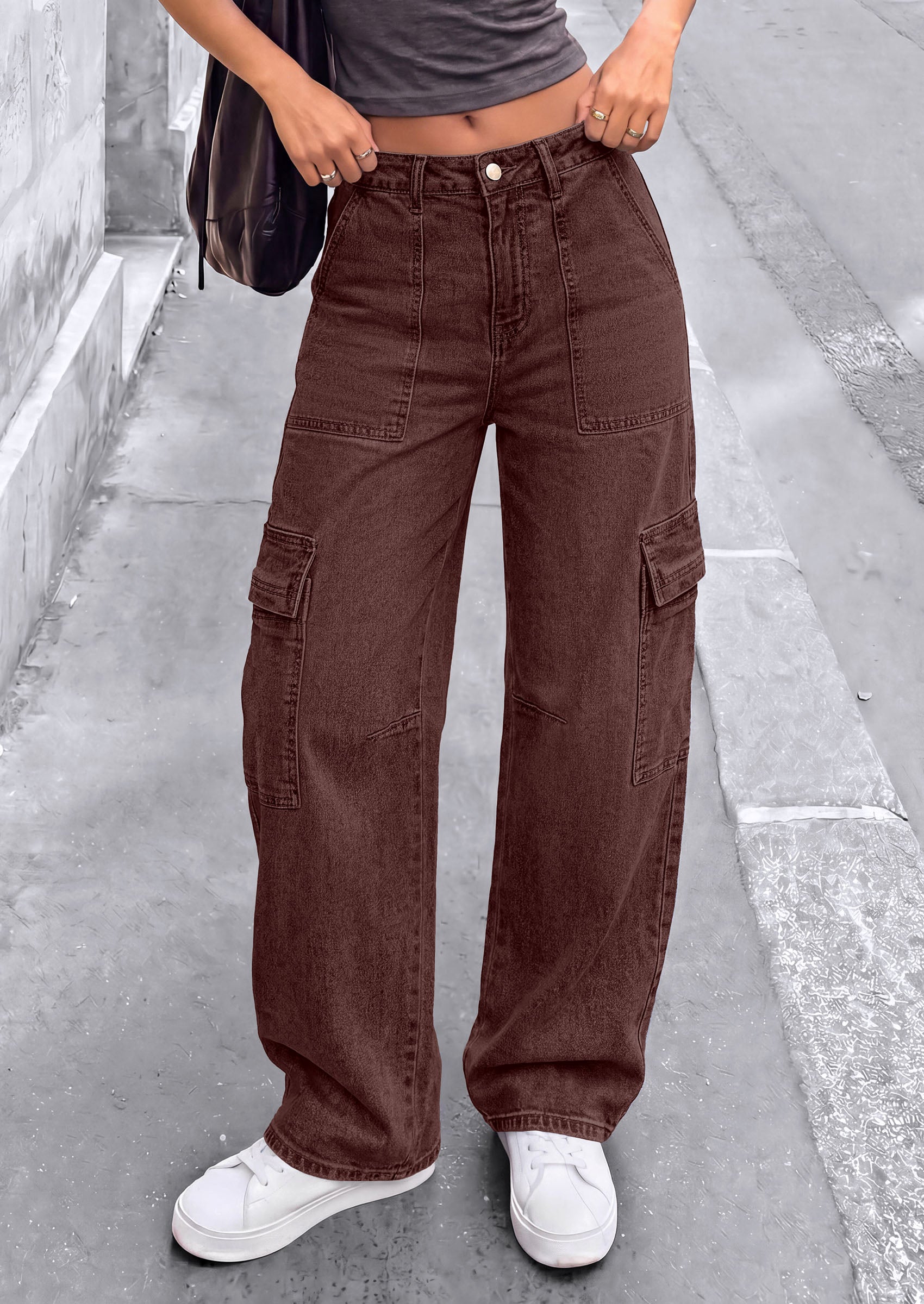 PRETTYGARDEN Barrel Pants Women Wide Leg Baggy Denim Jeans  Relaxed Fit,Utility Pockets,Loose Streetwear,Boyfriend Style,Y2K Outfits,Fashion Cargo Pants,Fall Clothes