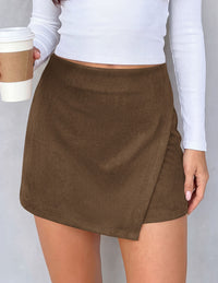 PRETTYGARDEN Fall Mini Skirts for Women 2026 Trendy High Waisted Asymmetrical Knit Suede Skirt Shorts Cute Y2k Outfits