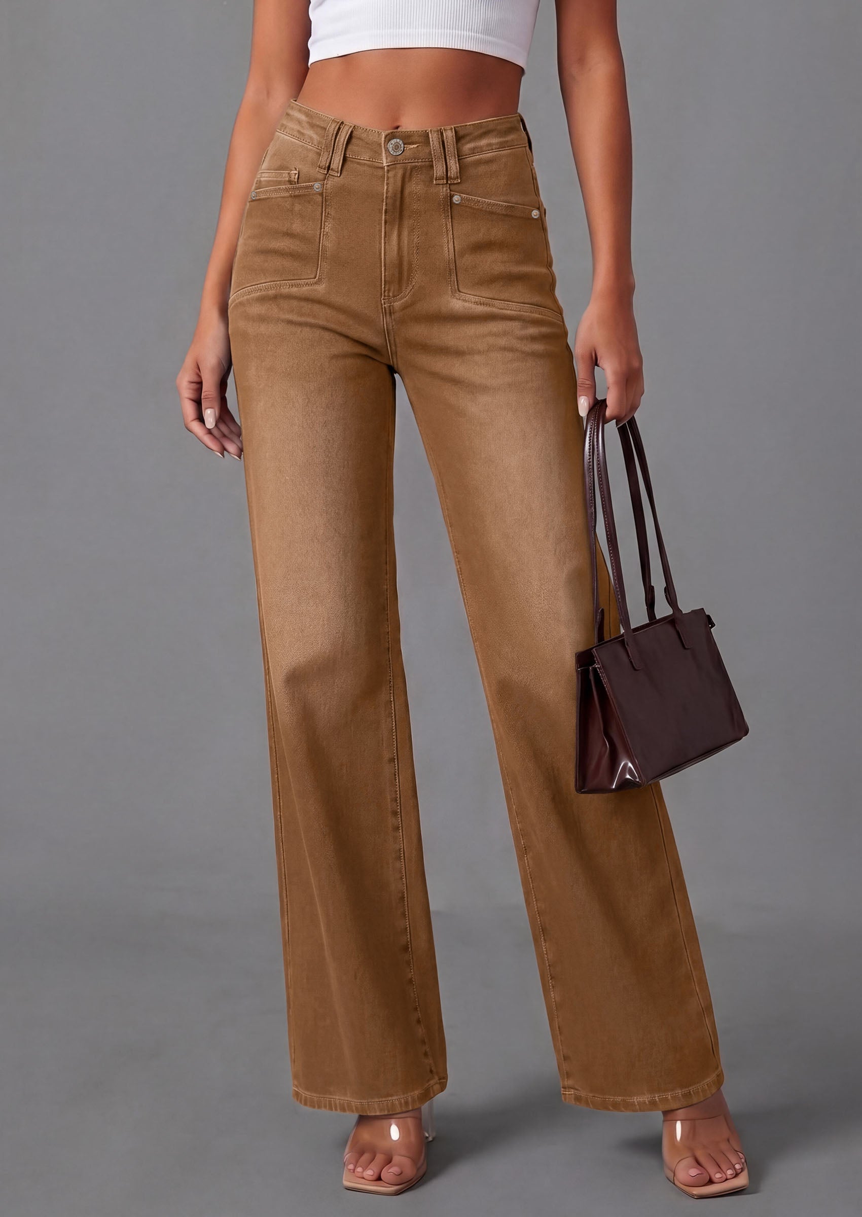 PRETTYGARDEN High Waisted Wide Leg Jeans for Women 2026 Trendy Baggy Straight Leg Stretchy Summer Denim Pants with Pockets