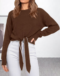 PRETTYGARDEN Casual Long Sleeve Strappy Sweaters for Women