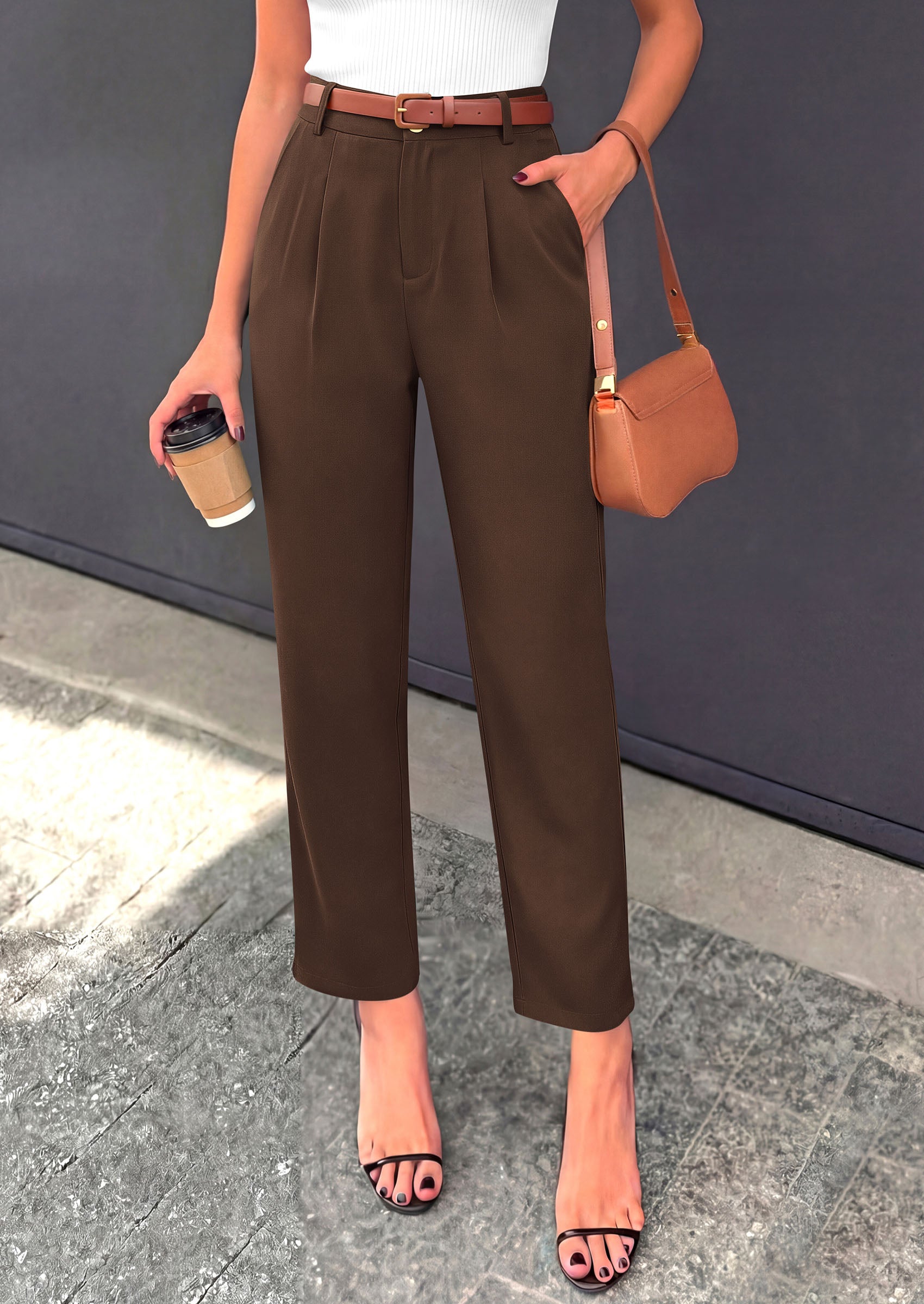 PRETTYGARDEN Womens Dress Pants Summer 2026 Work Clothes Tapered High Waisted Trousers Slacks Pockets Business Casual Outfits
