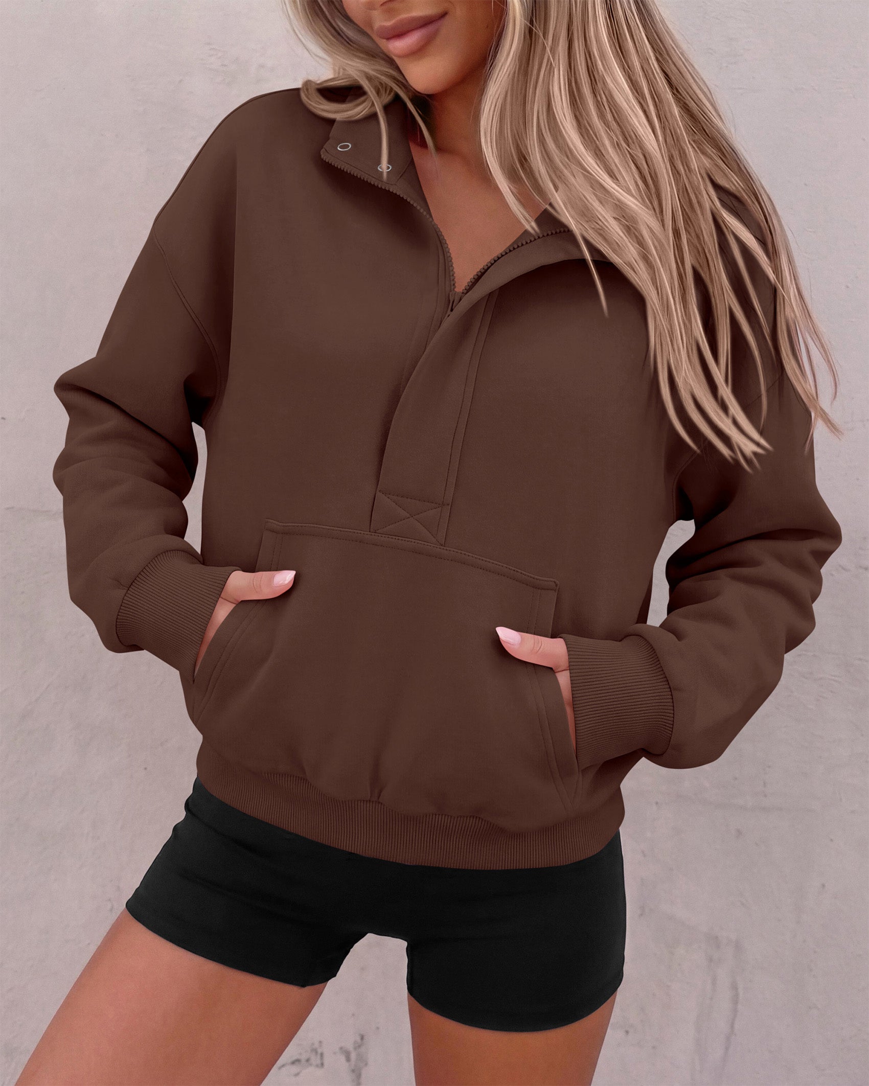 PRETTYGARDEN Womens Long Sleeve Quarter Zip Crop Sweatshirts | Mock Neck FLeece Sweatshirt, Button up Henley Neck Pullover, Relaxed Fit Cropped Tops, Casual Lounge Wear, Fall Outfits 2026
