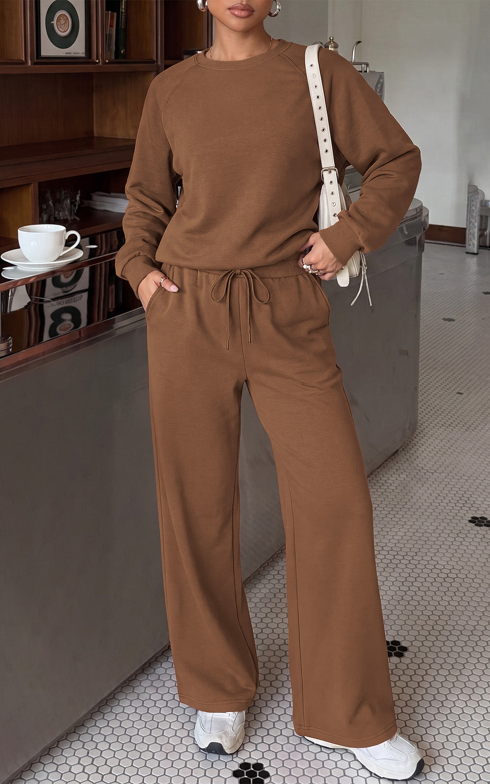 PRETTYGARDEN 2 Piece Lounge Sets Fall Matching Sweatsuits Women Clothing | Loose Crewneck Sweatshirts & Wide Leg Pants Pockets, Casual Sweat Set, Airport Travel Vacation 0utfits, Fashion Tracksuits