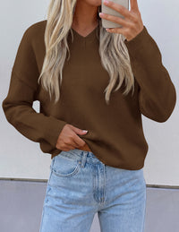 PRETTYGARDEN Women's Fall Fashion V Neck Cozy Sweaters | Soft Stretchy Warm, Chunky Knit Pullover, Loose Fit Long Sleeve Tops, Dressy Casual Blouses,Trendy Holiday Winter Outfits