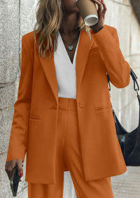 PRETTYGARDEN Women's Fall Two Piece Outfits Dressy Blazer Jacket and Wide Leg Pants Pockets Business Casual Office Suit Sets