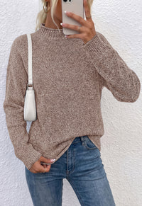 PRETTYGARDEN Womens Sweaters 2026 Mock Neck Ribbed Knit Fall Outfits | Long Sleeve Pullover Tops, Rolled Edge, Loose Fit, Soft Cotton Fabric, Comfy Cozy Sweater, Versatile Casual Cute Clothes
