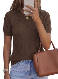 PRETTYGARDEN Women's 2026 Spring Short Sleeve Sweater Knit Going Out Tops Work Shirts Trendy Summer Business Casual Outfits
