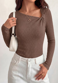 PRETTYGARDEN Womens 2026 Early Fall Fashion Long Sleeve T Shirts Asymmetrical Ribbed Fitted Trendy Going Out Tops Y2K Outfits