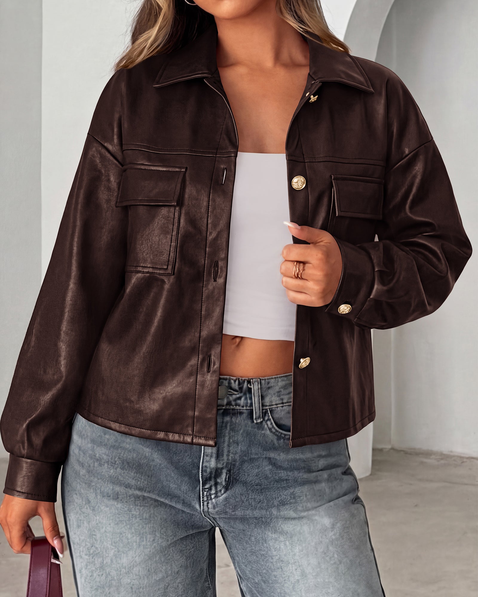 PRETTYGADEN Women's Faux Leather Jacket Fall Fashion Button Down Winter Coats Motorcycle Bomber Jackets Outerwear 2026