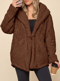 PRETTYGARDEN Women's Winter Warm Coats Hooded Faux Fur Sherpa Jacket  Fuzzy Fleece, Thumb Holes, Long Sleeve Pockets, Teddy Bear Jackets, Trendy Casual Fall Clothes, Holiday Going Out Outfits