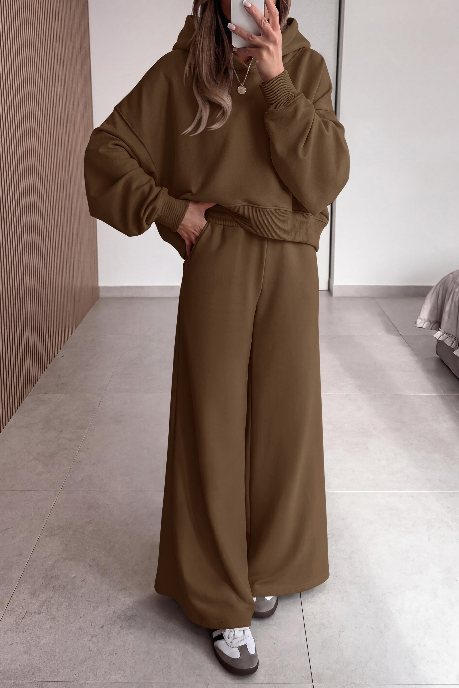 PRETTYGARDEN Women 2 Piece Lounge Sets Long Sleeve Hoodies Wide Leg Sweatpants Sweatsuits Workout Set Fall Outfits 2026