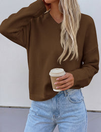PRETTYGARDEN Women's Fall Fashion V Neck Cozy Sweaters | Soft Stretchy Warm, Chunky Knit Pullover, Loose Fit Long Sleeve Tops, Dressy Casual Blouses,Trendy Holiday Winter Outfits