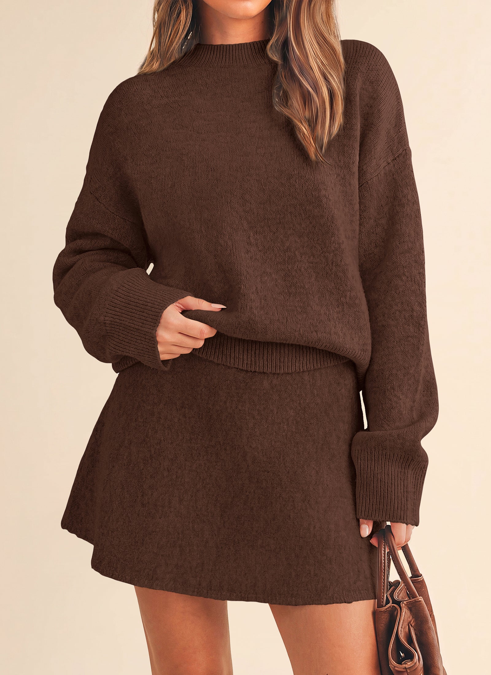 PRETTYGARDEN 2 Piece Sets For Women Sweater Mini Skirt Set