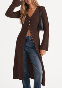 PRETTYGARDEN Women Long Cardigan Bell Sleeve Sweater Dress  Early Fall Fashion, V Neck Button Down Coats, Fit and Flare, Duster Sweater, Business Casual Outfits, Acrylic Cotton Blend