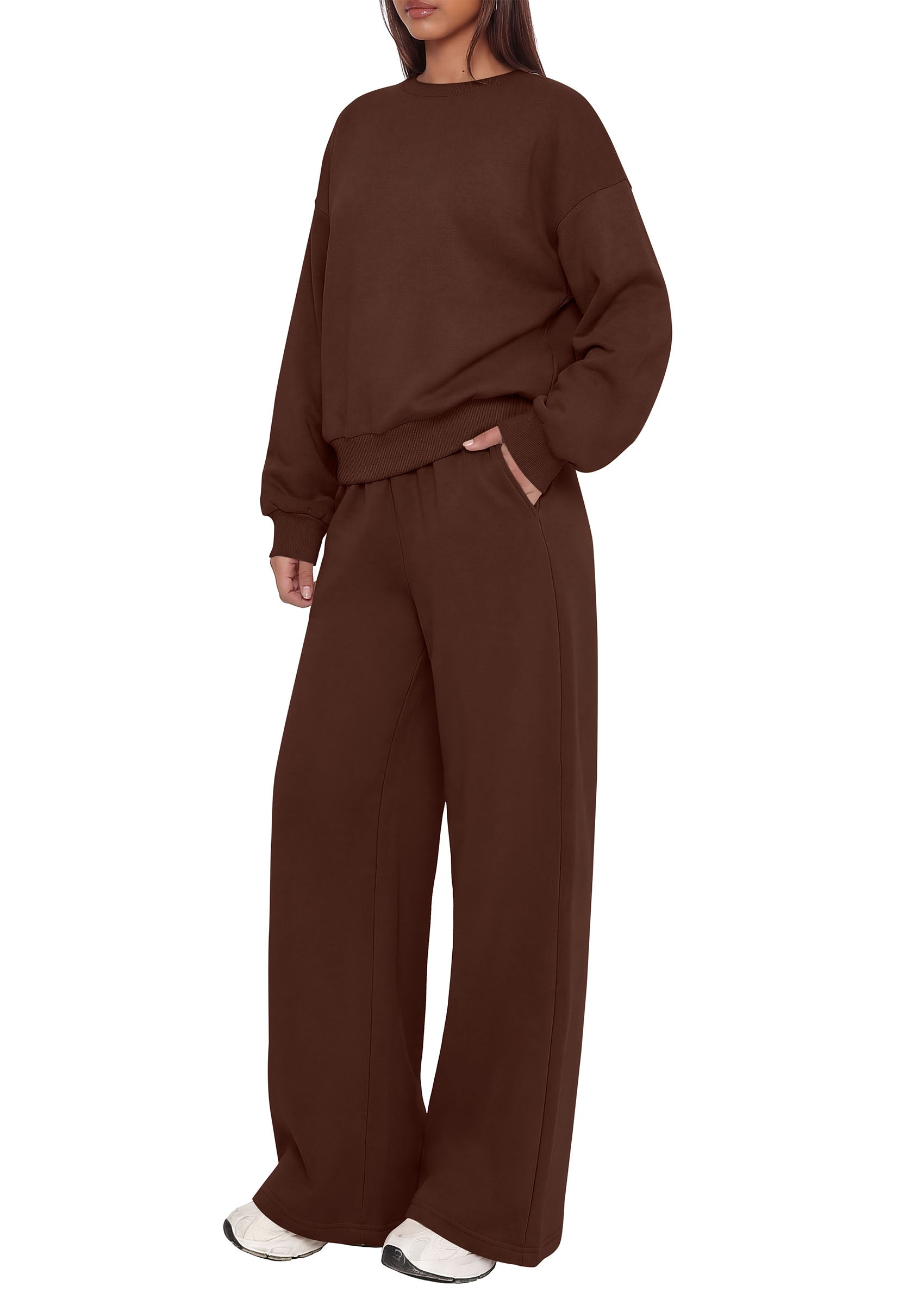 PRETTYGARDEN 2 Piece Lounge Sets for Women Casual Sweatsuits | Soft Stretchy,Drop Shoulder Crew Neck Sweatshirt & Wide Leg Pants,Workout Airport Matching Set Tracksuit,Fall Winter Outfits