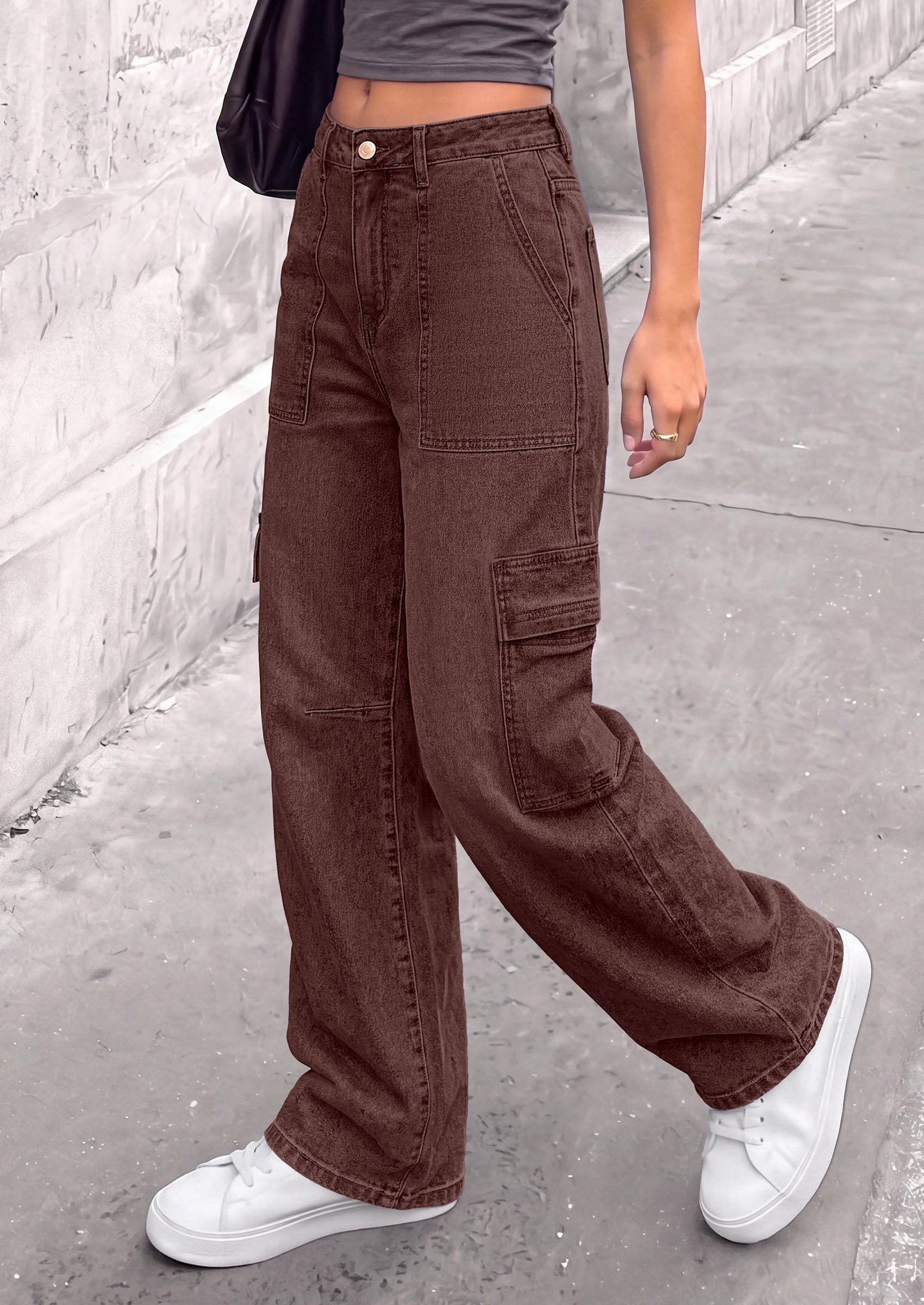 PRETTYGARDEN Barrel Pants Women Wide Leg Baggy Denim Jeans  Relaxed Fit,Utility Pockets,Loose Streetwear,Boyfriend Style,Y2K Outfits,Fashion Cargo Pants,Fall Clothes