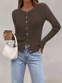 PRETTYGARDEN Fall Fitted Cardigan Sweaters for Women Button Down  | Basic Crewneck Long Sleeve Sweater Tops, Ribbed Trim, Slim Fit, Open Front, Daily Wear, Work, Date, Travel, Fashion Clothing