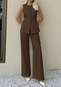 PRETTYGARDEN Women's 2 Piece Sets Summer 2026 Work Clothes Sleeveless Blazer Vest Pants Suits Spring Business Casual Outfits PRETTYGARDEN