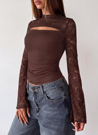 PRETTYGARDEN Womens Tops Fall Sexy Bell Long Sleeve Shirts Cut Out Fitted Y2k Lace Tshirt Ruched Going Out Crop Top 2026