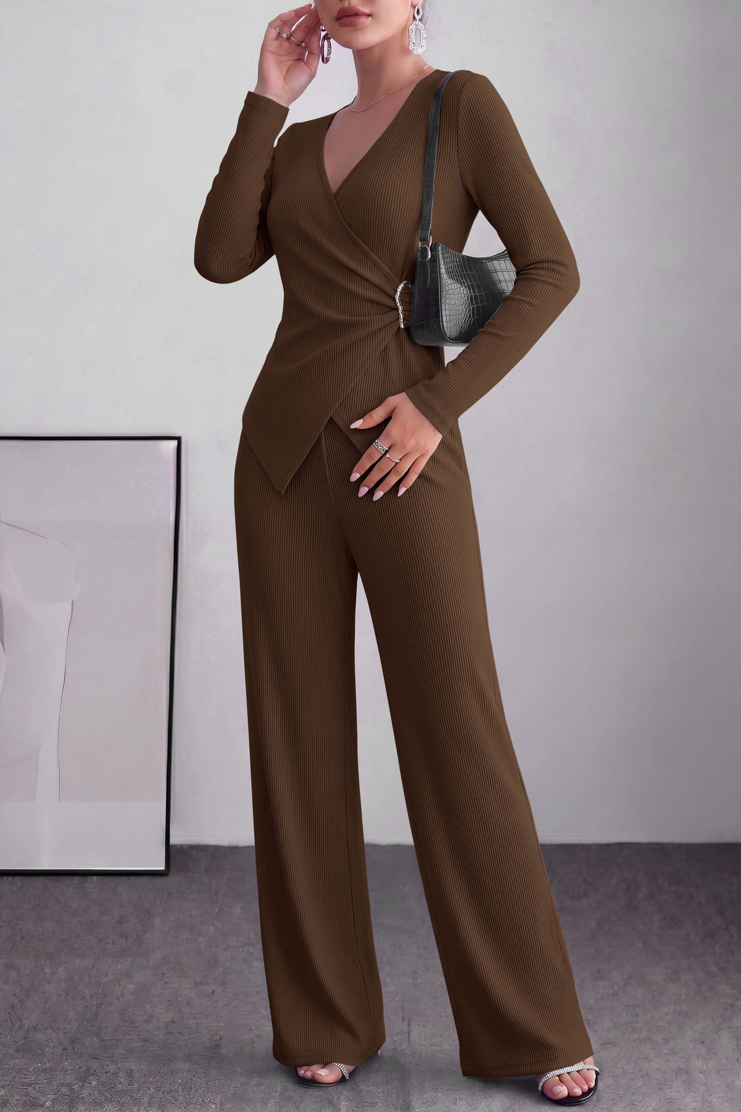 PRETTYGARDEN Women Fall 2 Piece LoungeWear Pant Sets